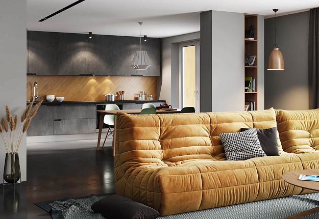 Стильный диван ДеФранс с подушками, анатомичный диван для отдыха